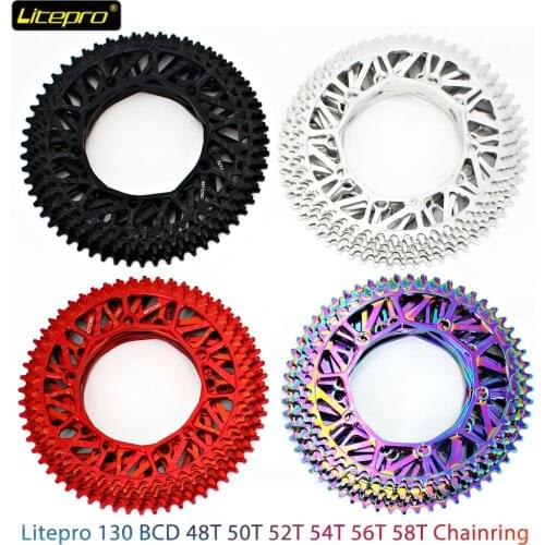 Litepro Chainring 130BCD 48T 50T 52T 54T 56T 58T Single Disc Chainwheel Folding Bike Chain Wheel bmx Chain Link Bike Parts