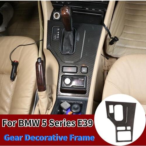 For BMW E39 5 Series 1998-2001 ABS Chrome/Carbon Fiber Texture Gear Decorative Frame Shift Knob Panel Trim Car Accessories L H D