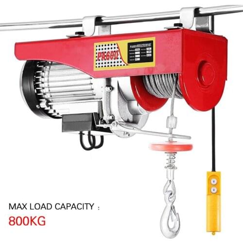 Electric Hoist 230V Red Steel Type Household Crane 800kg Electrical Trolley Cable Crane Winch Cable Winch Cable Hoist 1450W EU