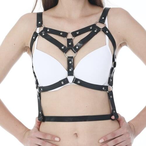 TRODEAM Erotic Leather Harness Bra Womens body Bondage Cage Chest Sword Belt Sexy BDSM Body Suspenders For Adult Toys Fetish