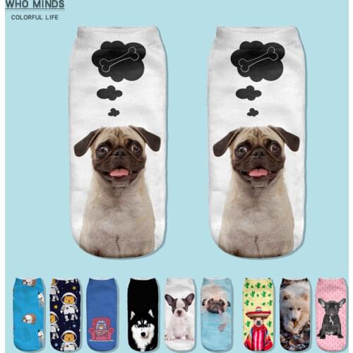 Hot Sale 3pcs/Lot skarpetki Dog Sock Cute Floral Socks Women Harajuku Art Socks Funny Cotton Fasion Kawaii Ankle Happy Socks