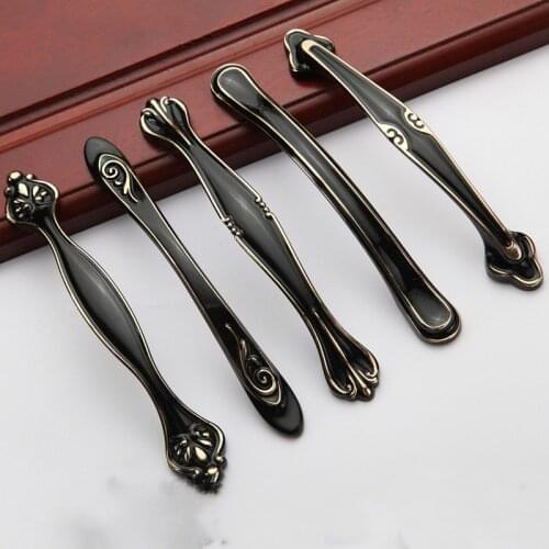 JD Door Knob Furniture Handle Wardrobe Drawer New European Modern Black Vintage Zinc Alloy 96mm