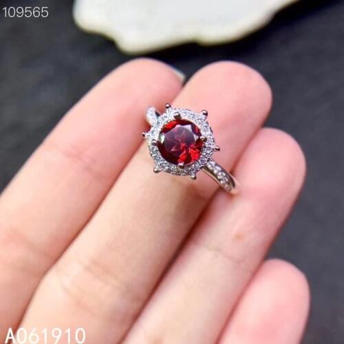KJJEAXCMY fine jewelry 925 sterling silver inlaid natural Garnet gemstone ladies ring support detection classic