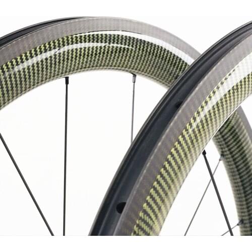 38mm 45mm 50mm Profile 25mm Width Road Clincher Bike Wheelset, Hand Build Carbon Composite Road Bike Wheels