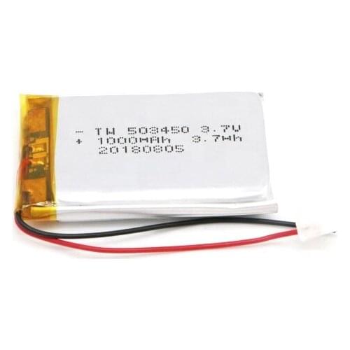 2pcs deep cycle 3.7v lithium polymer rechargeable battery 503450 1000mah lipo battery with wires