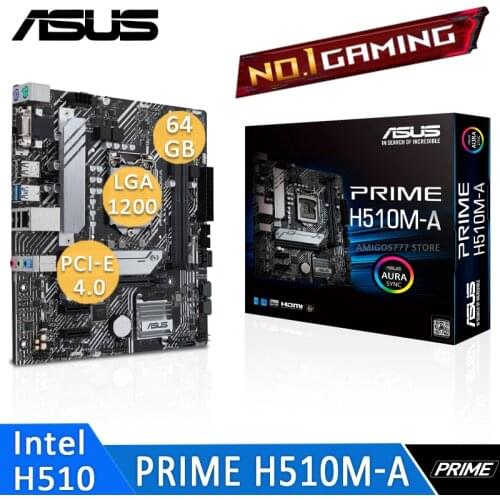 LGA 1200 Asus PRIME H510M-A Motherboard DDR4 3200MHz (OC)PCIe 4.0 DisplayPort M.2 SSD SATA 6 Gbps Desktop H510 Placa-Mãe 1200