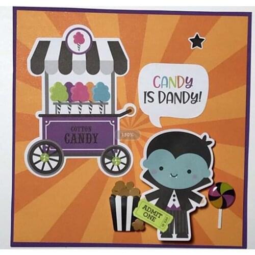 Metal Cut Dies & Clear Stamp Of Halloween Clouds Lollipop Ice Cream Cart Handcrafts Scrapbook Paper DIY Greeting Embosse Stencil