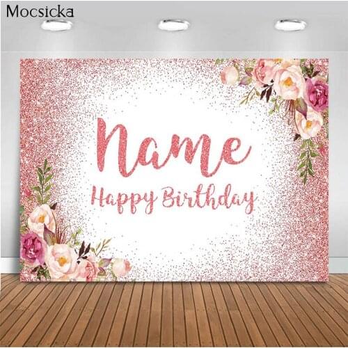 Mocsicka Birthday Party Background Glitter Pink Decoration Style Child Portrait Background Photography Banner