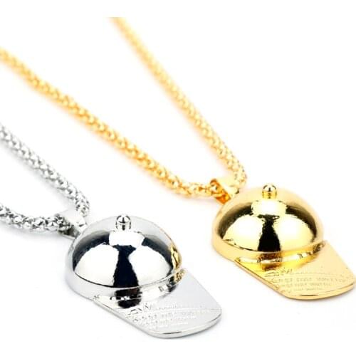 MQCHUN Hip Hop Hat Pendant Gold Trendy Rock Punk Necklace Sport Baseball Cap Necklace for Men Jewelry Gift-30