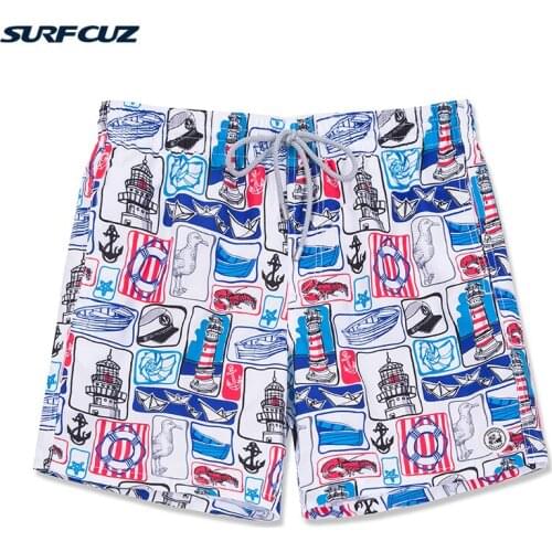 SURCUZ 2021 New Cartoon Mens Beach Surf Shorts Summer Swimming Trunks Quick-drying Fashion Shorts With Mesh Liner
