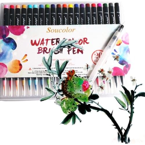 20 Color Premium Painting Soft Watercolor Brush Pen Set Sketch Markers For Coloring Books Manga Comic Calligraphy