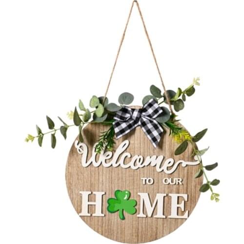 Welcome Sing DIY Yard Decoration Front Door Sign Wall Hanging Round Ornament Decorations With Interchangeable