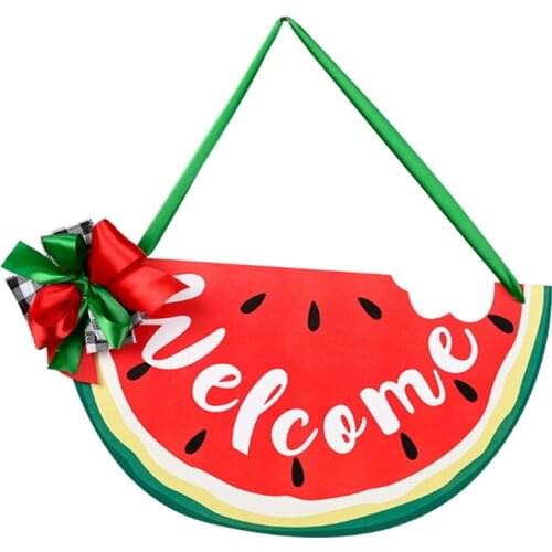 New Home Decoration Door Hanger Window Wooden Watermelon Doorplate Bowknot WELCOME Pendant