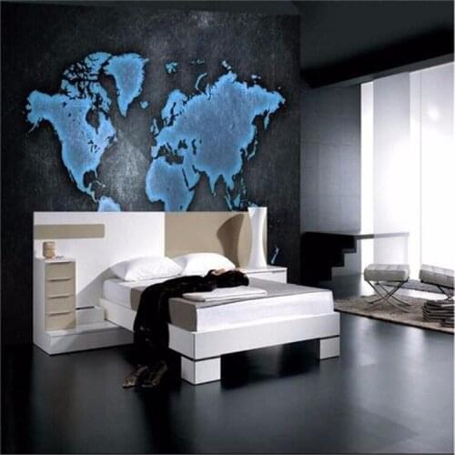 Wallpaper quality silk cloth wallpaper HD blue map of the world the sofa decorative painting 3d large mural wallpaper