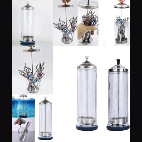 Portable Glass Disinfectant Jar Large Container Jar Bottle for Barber Tools