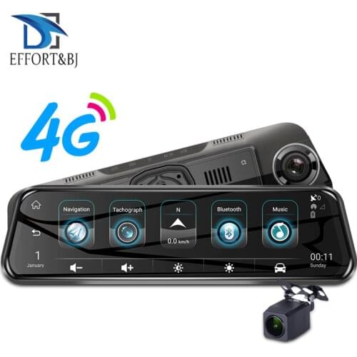 Effort&BJ 4G 1080P Dash Cam 10'' Rearview Mirror Camera Dual Lens Car Dvr GPS ADAS Recorder Registratory Camcorder Night Vision