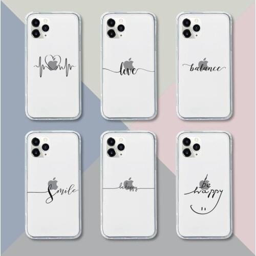 Love Heart Letter Phone Case Transparent For iPhone 12 11 pro mini XS XR X max 5 6 s 7 8 plus Soft TPU Clear Mobile bags