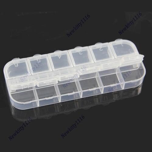 On Sale Hot Sell 10pcs/lot 12 Cell Empty Plastic Storage Beads Rhinestones Box Case False Nail Art Set Tips
