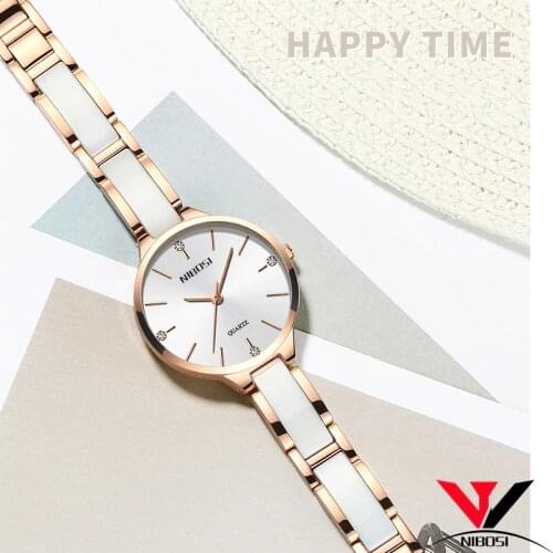 Relogio feminino NIBOSI 2018 Watch Women Luxury Brand Famous Ceramic Strap Waterproof Dress Lady Watch Quartz Analog Wristwatch