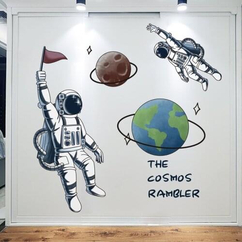 [SHIJUEHEZI] Outer Space Astronauts Wall Stickers DIY Planets Wall Decals for Kids Rooms Baby Bedroom Home Decoration