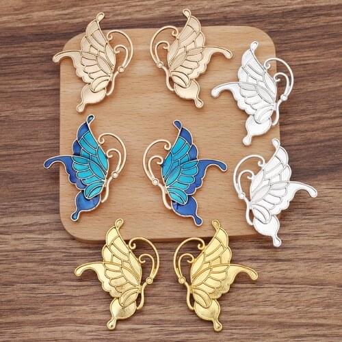 5 Pairs 38x50mm Metal Alloy KC Gold Silver Plated Butterfly Connector DIY Handmade Accessories For Jewelry Making