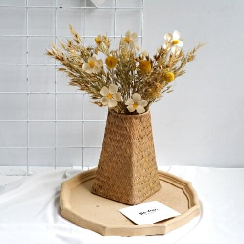 Artificial Flower Vase Handmade Bamboo Storage Baskets pampas grass Nordic Laundry Straw Garden Flower Pot Planter Basket