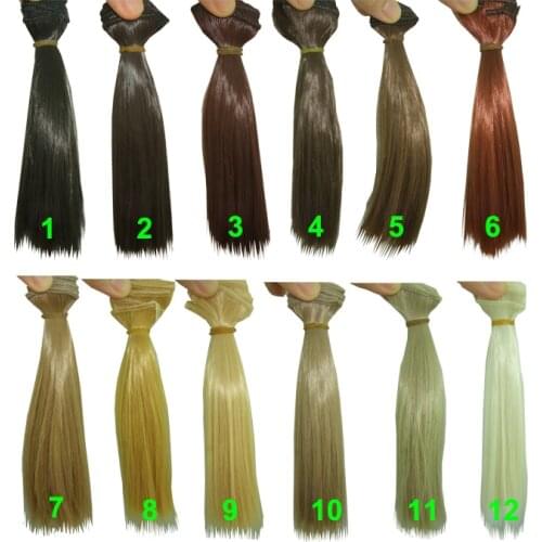 Factory offer 15cm Straight brown falxen black khaki natural color BJD straight Doll Wigs hair for 1/3 1/4 BJD diy