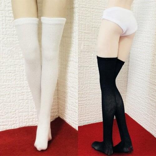 Handmade 1/6 Scale Female Soldier Tights Black/White Silk Velvet Tube Socks Leggings Stockings Fit 12" Female Tbl Ph Body