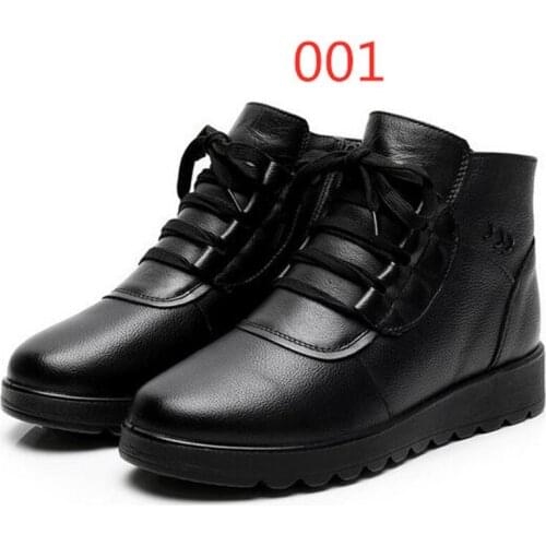 2020 New Winter Women Boots Flat Non-slip Warm Boots Comfort soft Genuine Leather Boots Snow Boots Casual Shoes mom Snow Shoes