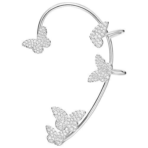 SLJELY Fashion Pure 925 Sterling Silver Butterflies Ear Cuff Micro 5A Cubic Zirconia Clip Earring 1pc for Women Brand Jewelry