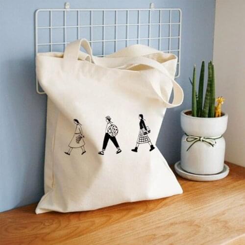 Lady Handbags Cloth Canvas Shoulder Bags Cartoon Cotton Shopping Bags Women Eco Reusable Casual Shopper Bags bolsas de tela