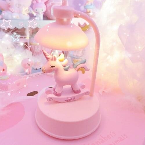 1pc LED Table Lamps Unicorn twin stars Night Lights Lamp for Children Bedroom Lighting with music Cute girls Gifts
