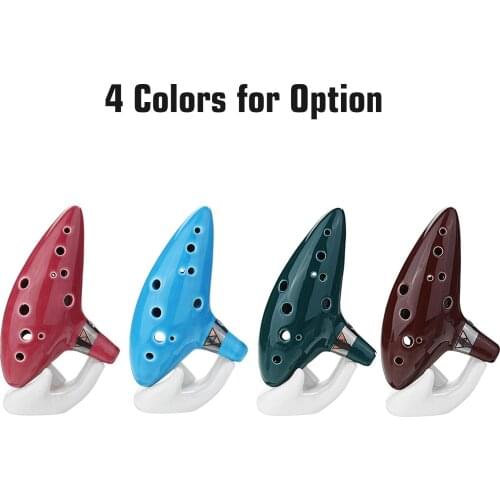 12 Holes Alto C Zelda Ocarina Ceramic Vessel Flute Wind Musical Instrument with Musicbook Lanyard Display Stand for Beginners
