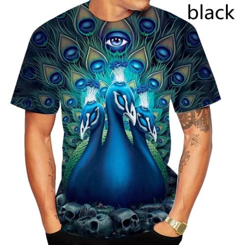 2020 Fashion Women/Mens 3D Printed Peacock Feathers Casual T-Shirts Short Sleeve Tees