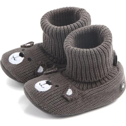 2021 Winter Baby Girl Boy Cotton Boots Casual Bear Print Shoes First Walkers Newborn Cute Non-slip Soft Sole Shoe