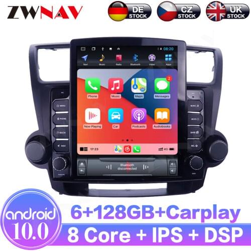 Android10 6+128GB For Toyota Highlander 2008 - 2013 IPS Touch Screen Receiver Car Multimedia Radio Player GPS Navigation Carplay