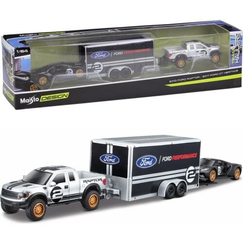 Maisto 1:64 2010 RAPTOR /2017 FORD GT HERITAGE Die casting manufacturing trailer model simulation model alloy car collection