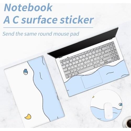 ★Free mouse pad★ Simple Pattern Laptop Sticker For 12 / 13 / 14 / 15 / 15.6/ 17 Inch Notebook Sticker PVC Cover Decal