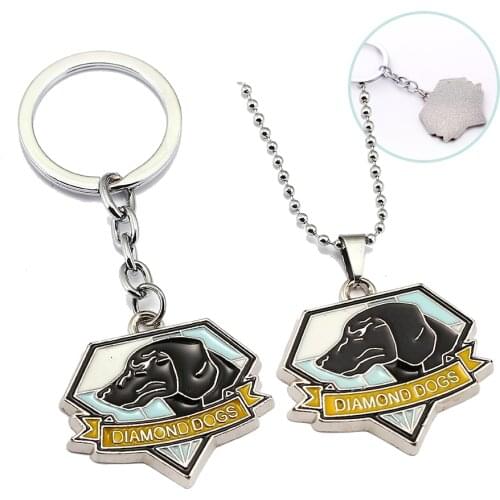 Metal Gear Solid 5 V Keychain Necklace Diamond Dogs Game Metal Alloy Llaveros Car Bag Pendant For Cosplay Props Unisex Gifts