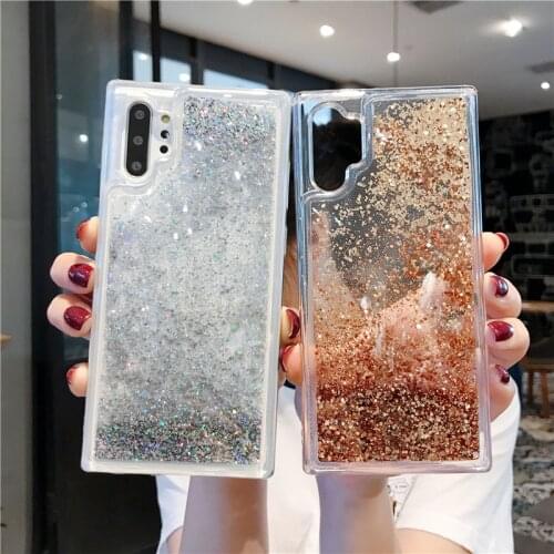 Bling Liquid Quicksand Phone Case For Samsung Galaxy Note 10 pro S8 S9 S10 plus 5G S10e A7 A9 A6 A8 PLUS 2018 silver Star Cover