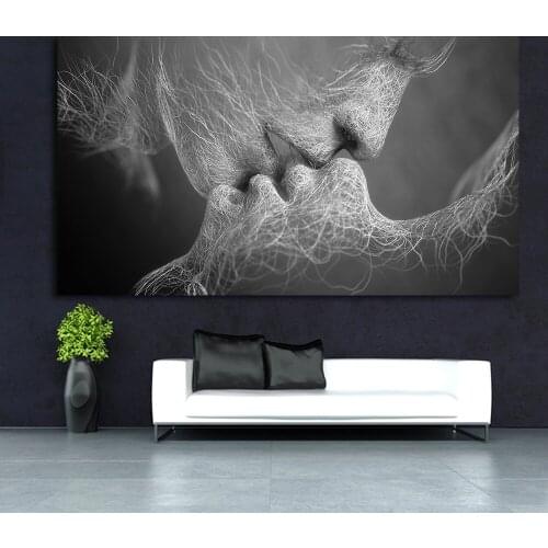 DDWW Abstract Art Painting Love Kiss Oil Painting Canvas Art Paintings for Living Room Wall Decorative Pictures No Frame