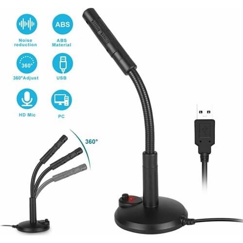 For PC Computer Laptop 1pc High Quality Mini USB Studio Speech Microphone Adjustable 360 Angle Recording Microphones Pohiks