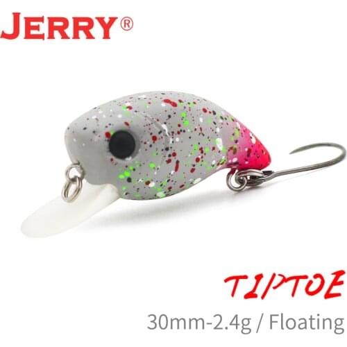 Jerry Tiptoe Wobble Fishing Lure Shallow Diving Crankbait Hard bait 2.4g3cm Floating Micro Spinning Lure Ultralight pesca Tackle