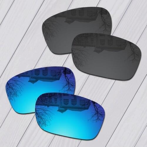 E.O.S 2 Pairs Black & Ice Blue Polarized Replacement Lenses for Oakley Jury OO4045 Sunglasses