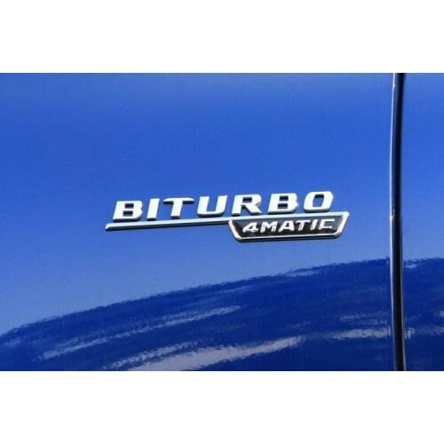 2pcs/pair BITURBO 4MATIC STICKER SIDE FENDER EMBLEM FOR MERCEDES BENZ AMG 4 MATIC Trunk Rear Letters Badge Emblem