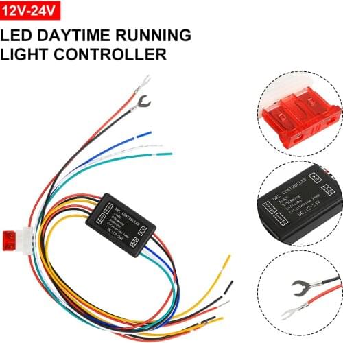 DRL Controller Auto Car LED Daytime Running Lights Controller Relay Harness Dimmer On/Off 12-24V Turn Signal Lights Controller