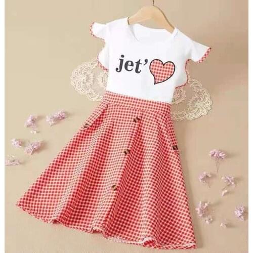 Summer Dress for Girls Cotton Plaid Dresses Baby Short Sleeve Party Dress for Kids Girl Birthday 4to13T