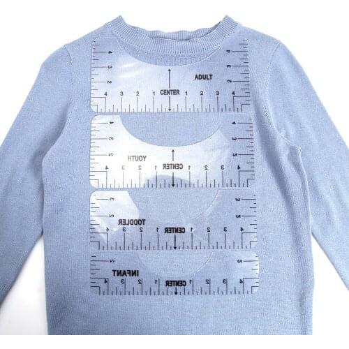 T-shirt Alignment Ruler Center Measure Tool Portable Clothing Ruler Clothes Neckline Measure Accurately Tools