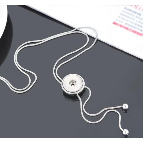 Fashion Round/Heart/Square pendant snap necklace 70cm adjustable fit 18MM snap buttons jewelry wholesale DJ0075