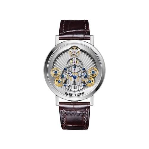 Reef Tiger Artist Serier RGA1958 Men Fashion Dial Business Waterproof Fashion Leather Strap Quartz Wrist Watch